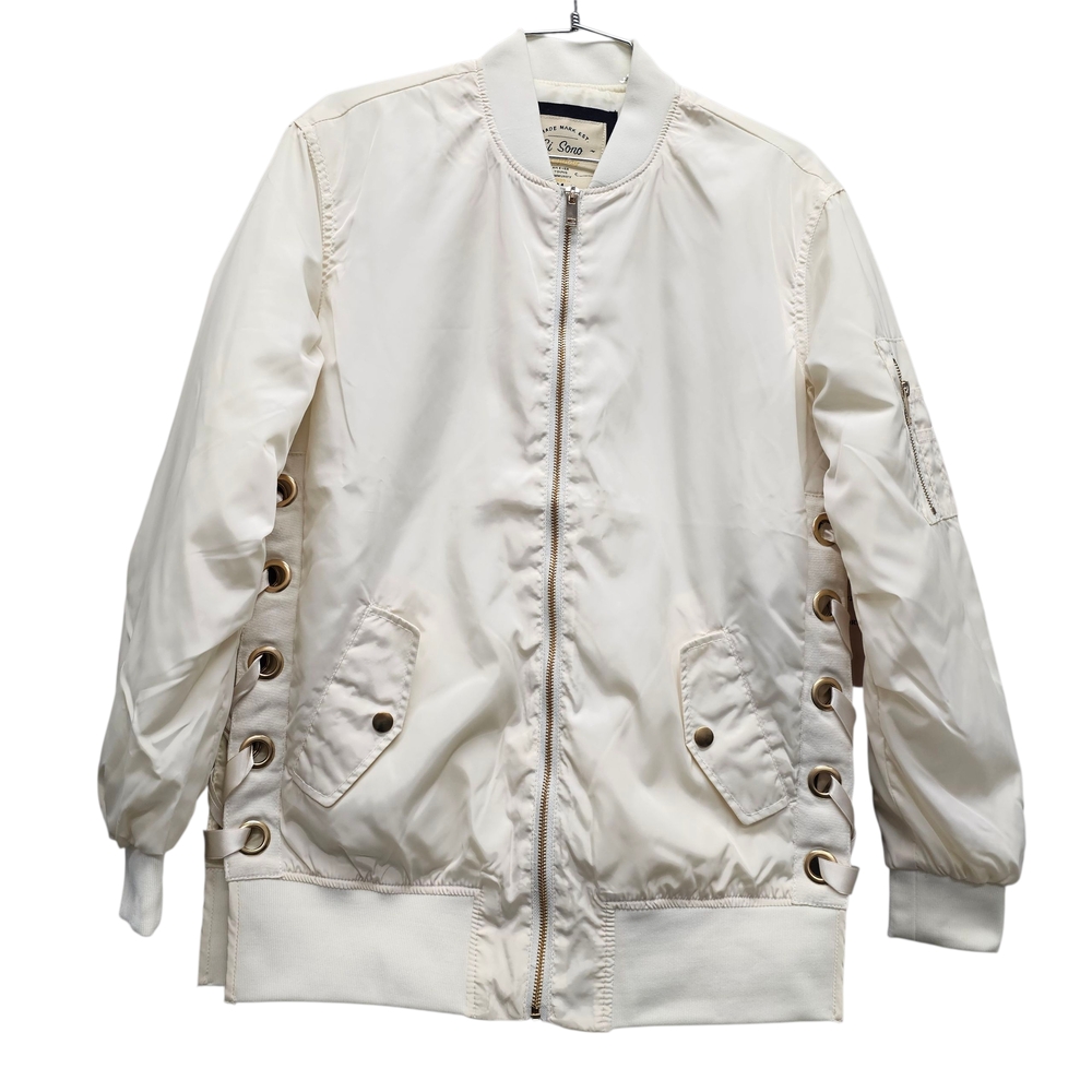 NWT Ci Sono Originals Bomber‎ Jacket Full Zip lvory Women's Size Medium